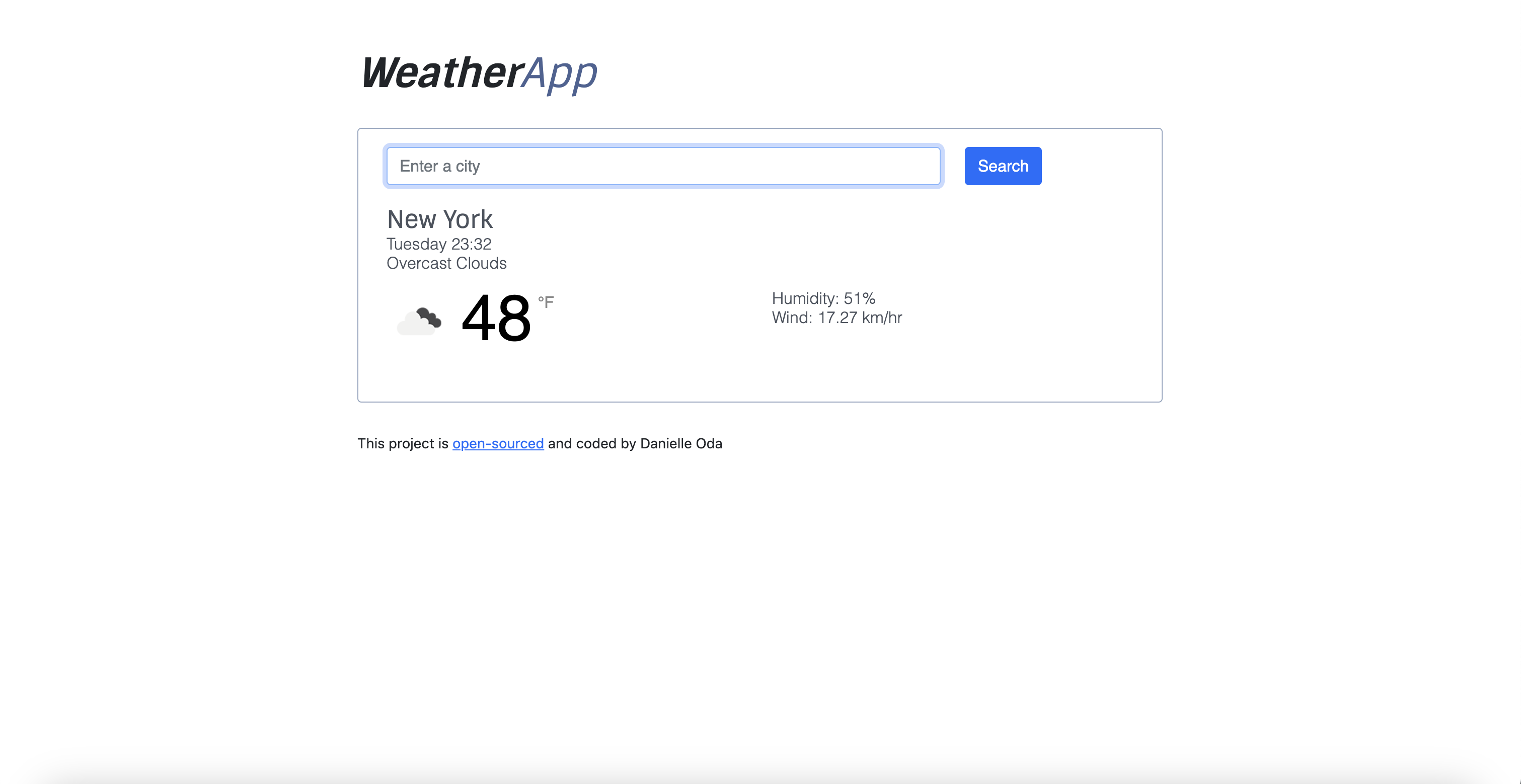 WeatherApp webpage